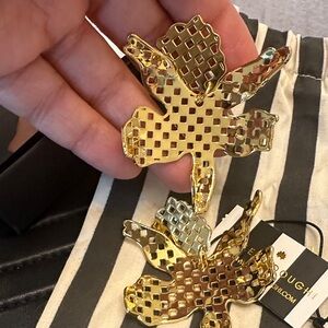 Lele Sadoughi Gold Cutout Paper Lily Floral Earrings